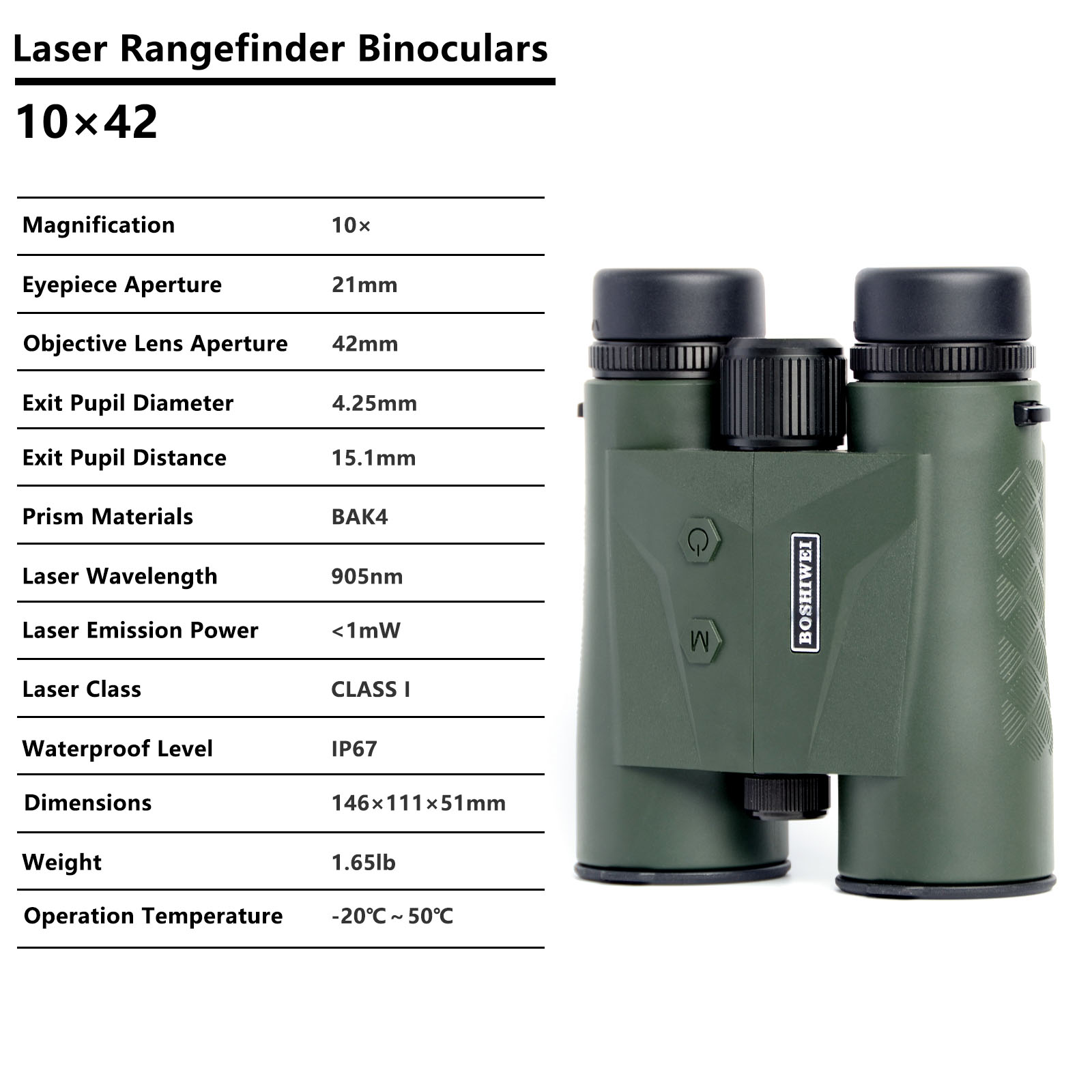 BOSHIWEI 10x42 Laser Rangefind – Industrial Laser Line recenzja i cena